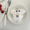 Handmade Rabbit Keychain with Glasses Bunnys Heart Charm Keyring for Women Plush Key Chain Pendant Car Bag Ornament
