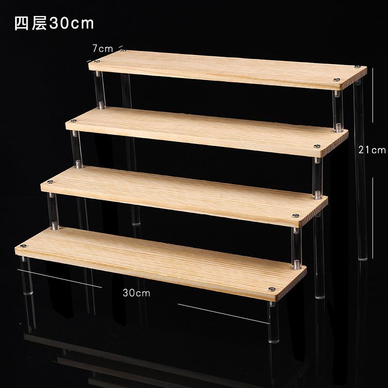 Clear Acrylic Soild Wood Display Stand for Amiibo Funko POP Figures,Cupcake Cosmetic Nail Polish Jewelry for Display Riser Shelf