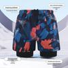 Men's Quick-Drying Double-Layer Printed Swim Trunks - Large, Loose Fit, Anti-Embarrassment, Professional Swimsuit