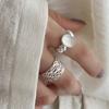925 Sterling Silver Rings For Women Geometric Fine Jewelry Finger Adjustable Wide Interlines Ring For Party Birthday Gift
