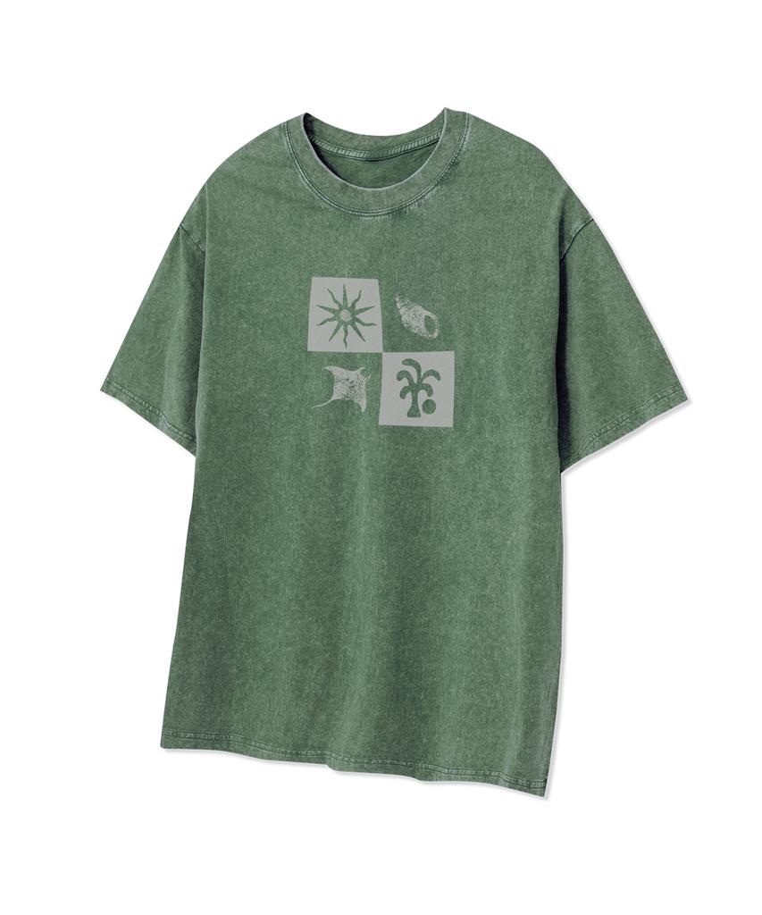 STANDARDERROR 87-Stan331 Summer Vacation Crack Pigment Short Sleeve T-Shirt (4 Colors)