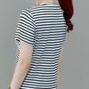 Fashion Casual Women Short Sleeve Irregular Shirt V Neck Stripe Tops Blouse