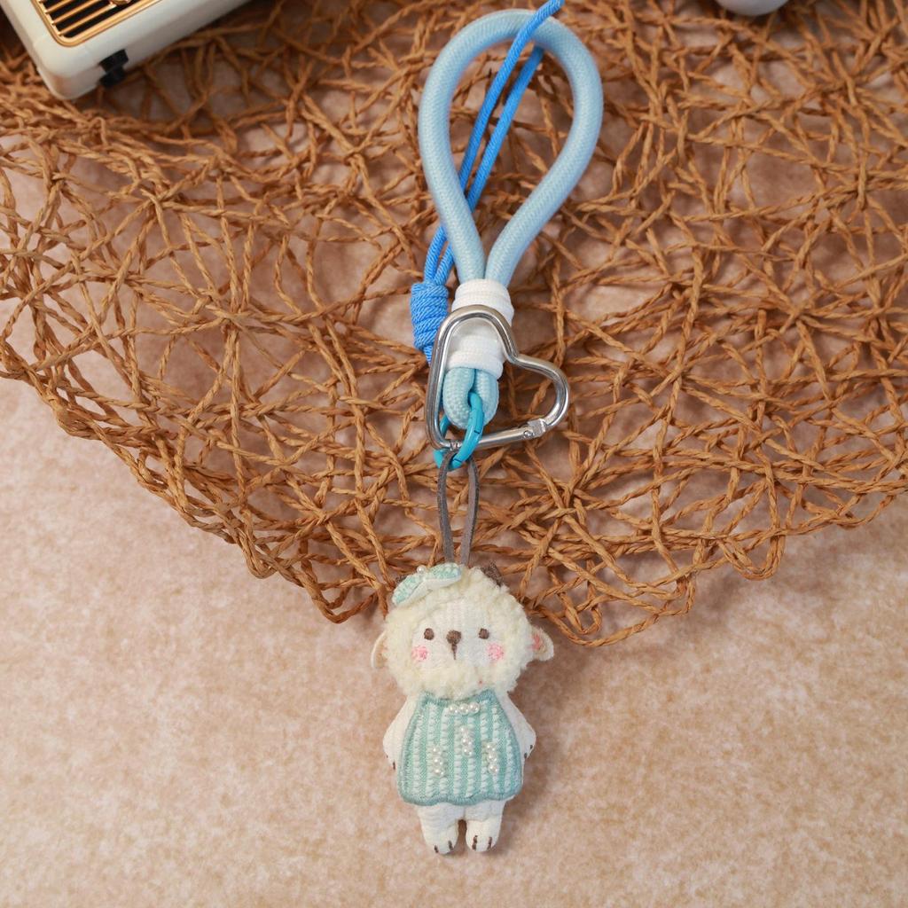 Couple Cartoon Keychain Mori-kei Fabric Pendant and Lanyard