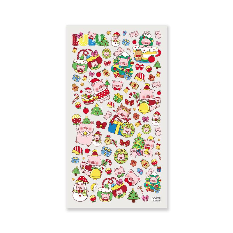 Sky Original 6D Christmas Lulu Pig Embossed Stickers: Cute Cartoon Tree DIY Phone Decor