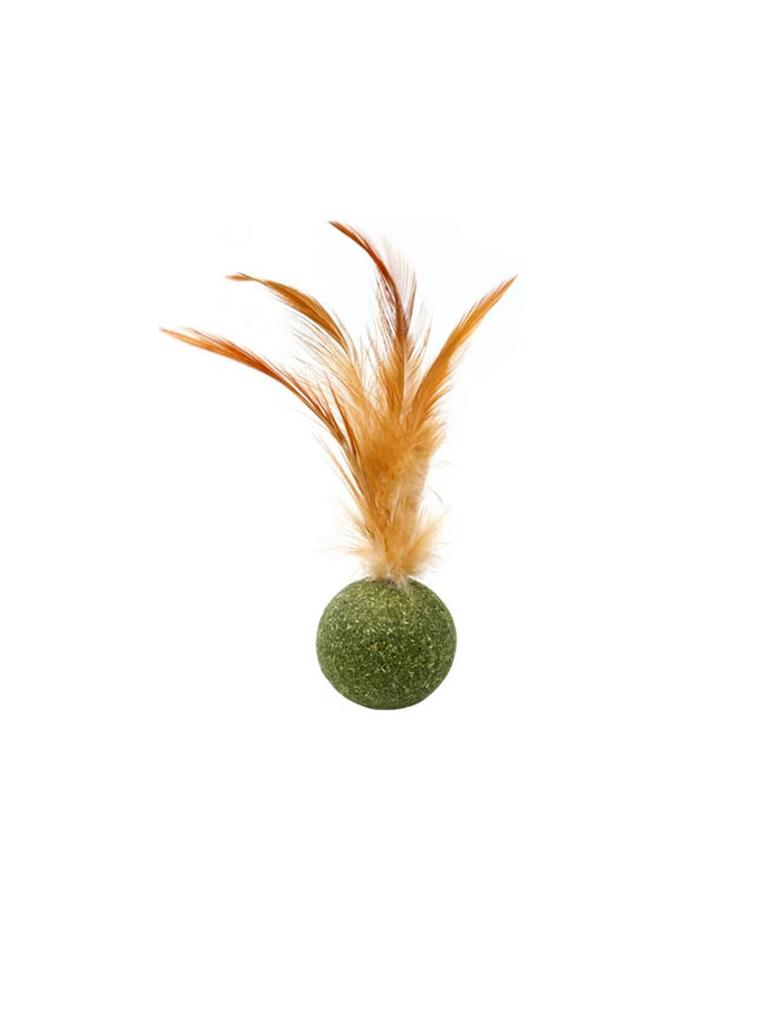 Cat Toy Ball Feather Funny Cat Mint Ball Plus Feather Mint Ball Throwing Toys Interactive Plush Toys Catnip Pet Supplies