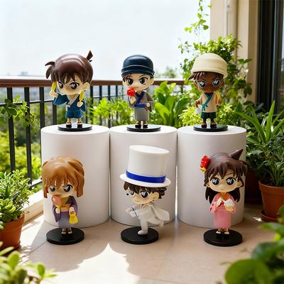 Akční figurka PVC Model 6ks/sada Anime Detektiv Conan kawaii Mini Sedící pozice Hračky Panenka Dekorace na stůl Sběratelské dárky