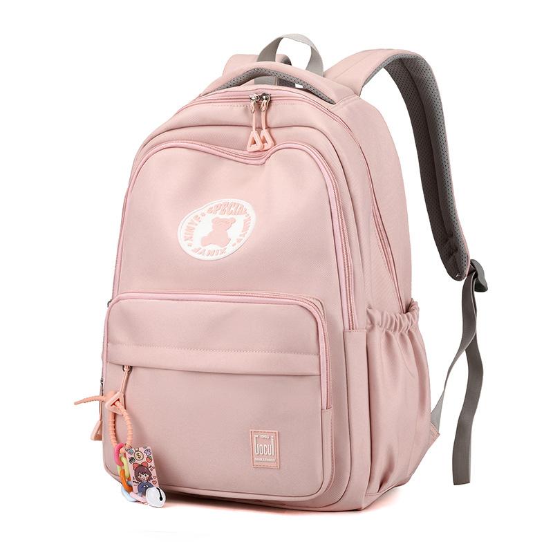 

High school junior high school female students wind schoolbag nylon light load reduction large capacity travel backpack new рожевий