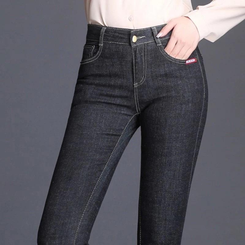 

2024 Autumn/Winter Women s High-Waisted Stretch Jeans - Slim Fit Skinny Pants 32, 2.5 ft Waist, 140-150 lbs