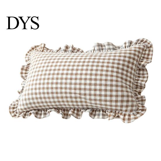 Quadratischer Schlafsofa-Deko-Rüschen-Kissenbezug, Baumwoll-Karomuster-Hülle mit Rüschenrand, 18x18 Unifarbene Kissen Zoll 20x12 Dekorative Hülle für