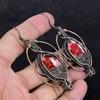 Kingman Red Mohave Copper Turquoise Earring Copper Wire Wrapped Earring Gemstone Handmade Earring Copper Wire Jewelry Designer Drop Earrings