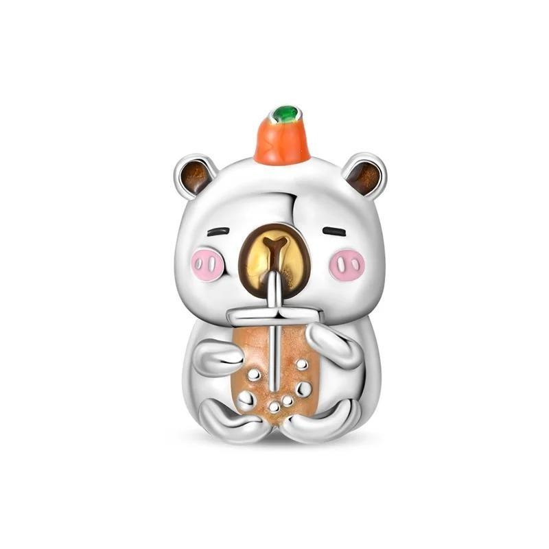 Copper Animal Charms Bear Rabbit Dog Panda Elephant Pig Kapibala Beads Pendants Fit Bracelet Diy Fine Jewelry Gift