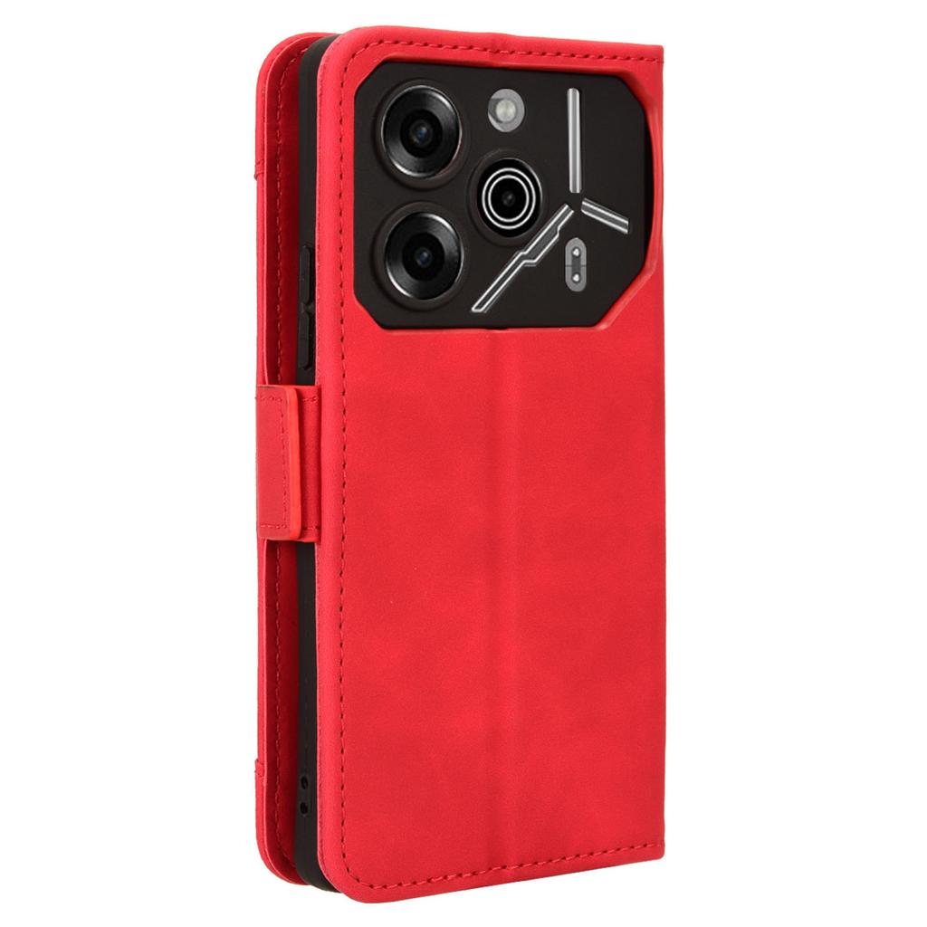 For TECNO Pova 6 Pro 5G LI9 Leather Case Multiple Card Slots Phone Cover -  Red