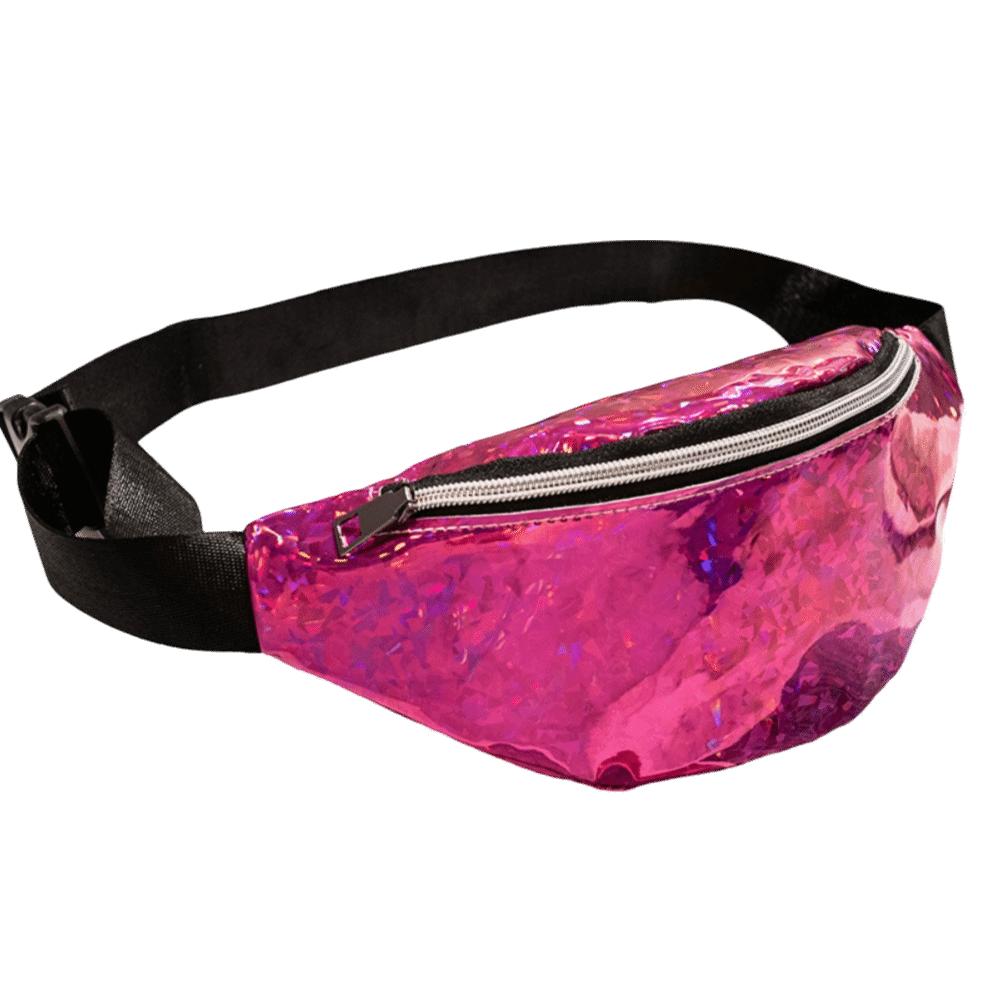 

Cool Elegant Laser Fanny Pack Dazzling Colours Large Capacity Sequins Waist Bag Hip Colorful Holographic Belt Bag Summer рожевий червоний колір