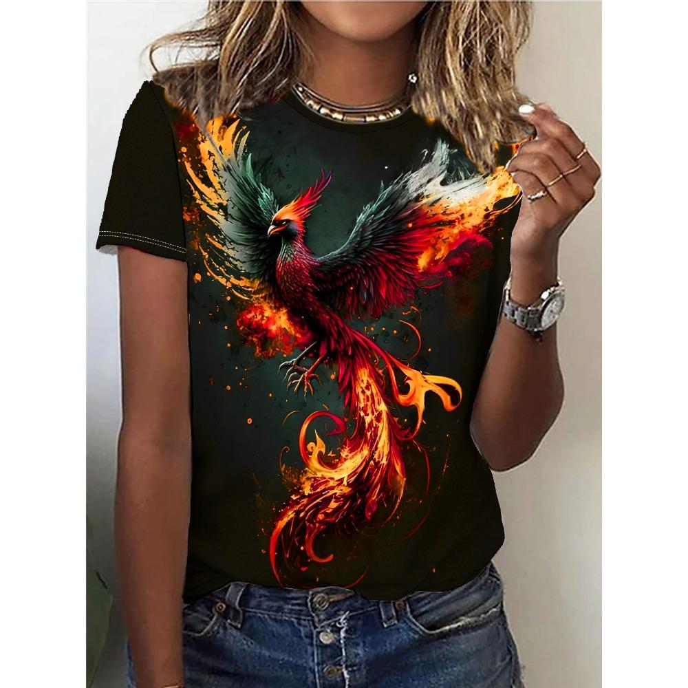 Summer Dragon Phoenix Cloud 3D Print T-shirts Women Streetwear Casual Fashion Short Sleeve T Shirt O-neck Tees Tops Clothing