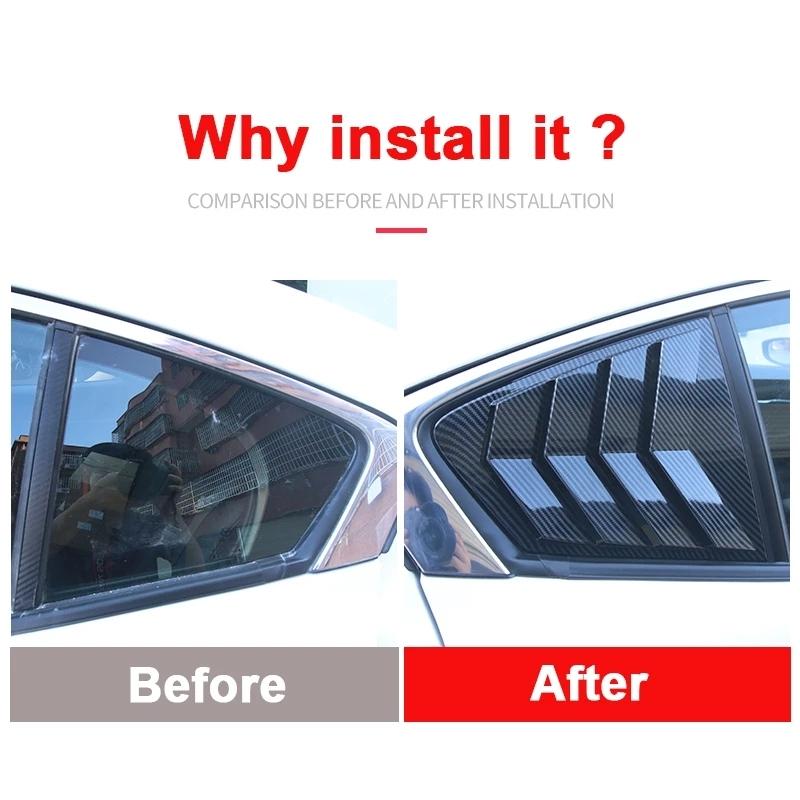 For Mazda 3 Hatchback Sedan      Rear Triangle Window Louvers Vent Cover Shutter Trim Frame Car Accessories