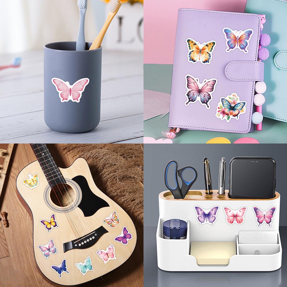 60 Waterproof Butterfly Cartoon Graffiti Stickers for Scooters, Notebooks, and Water Cups