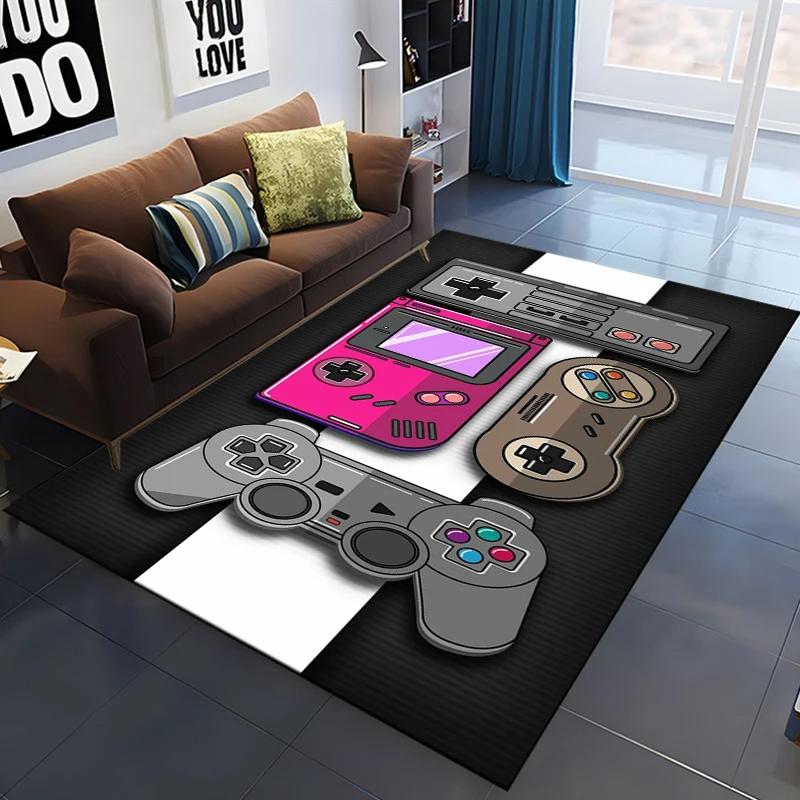 Game Rug for Gamers Boys Teens Kawaii Bedroom Living Room Decor Game Controller Gamepad Carpet Polyester Floor Mat Furry Doormat