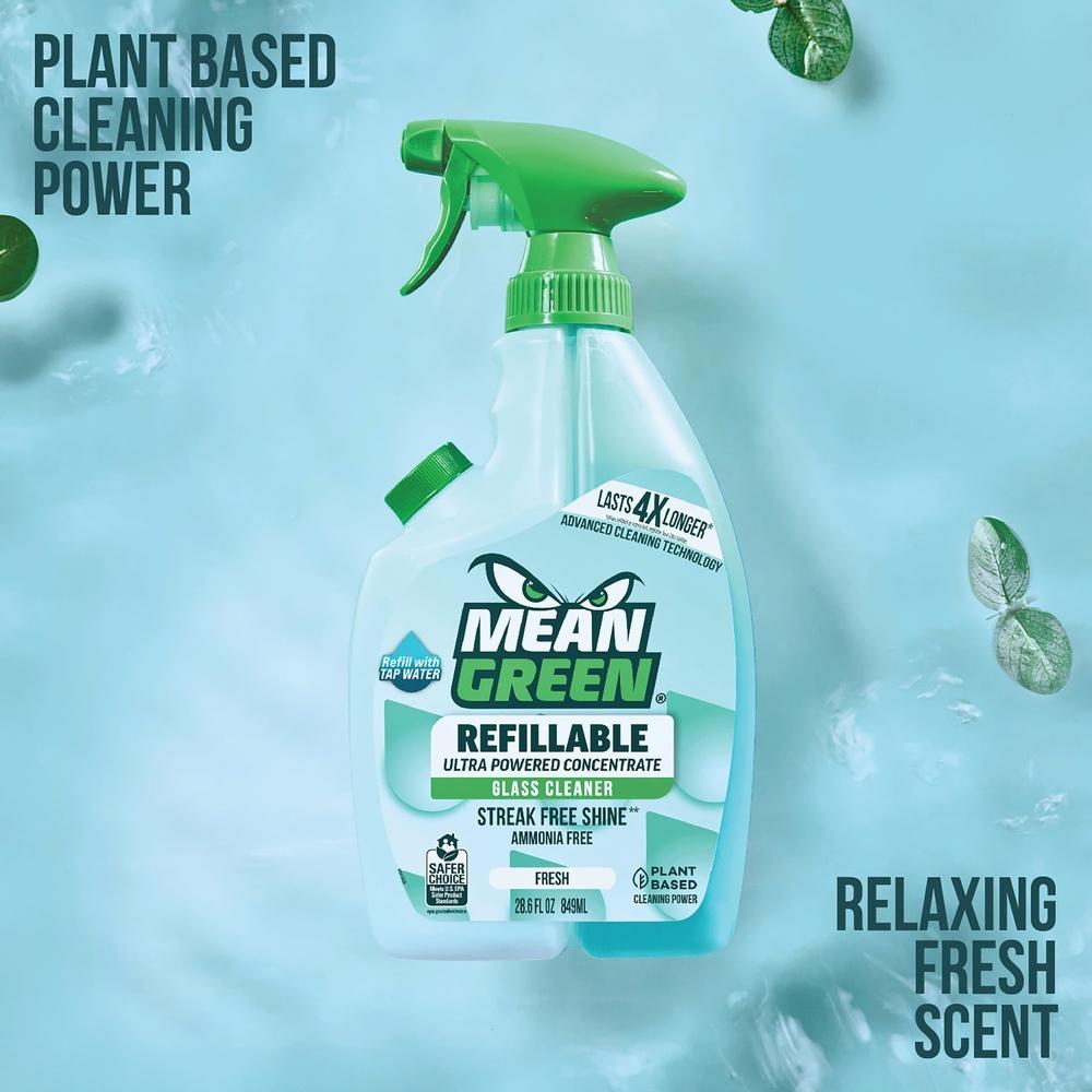 Refillable Concentrated Glass Cleaner Plant Derived Powerful Cleaning Smudges Mirrors Bleach Free Safe Fresh Fragrance Eco