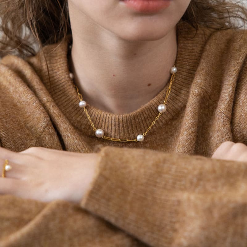 MERRYMOTIVE Pearl and Mix Gold Chain Necklace