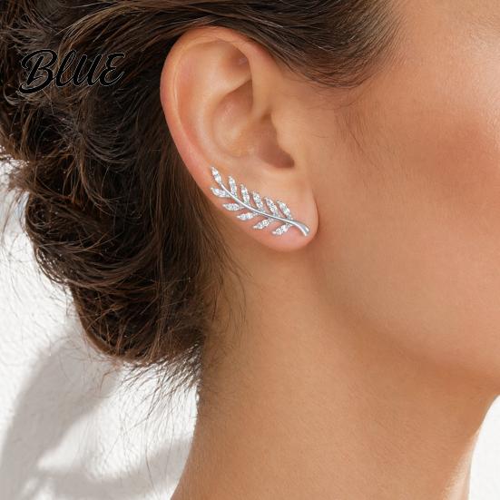 Everyday Luxury Earrings 1 Pair Rhinestone Leaf Stud Earrings Sparkly