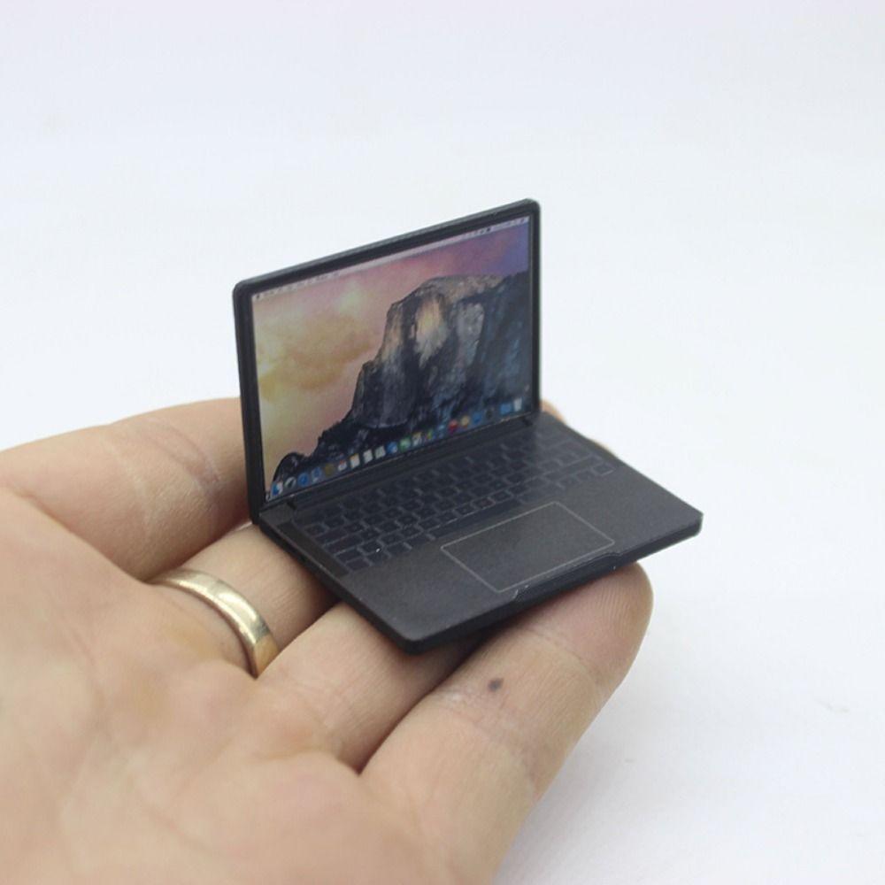 Cute Simulation Laptop Computer 1:12 Doll House DIY Accessories Dollhouse Miniature Alloy Crafts