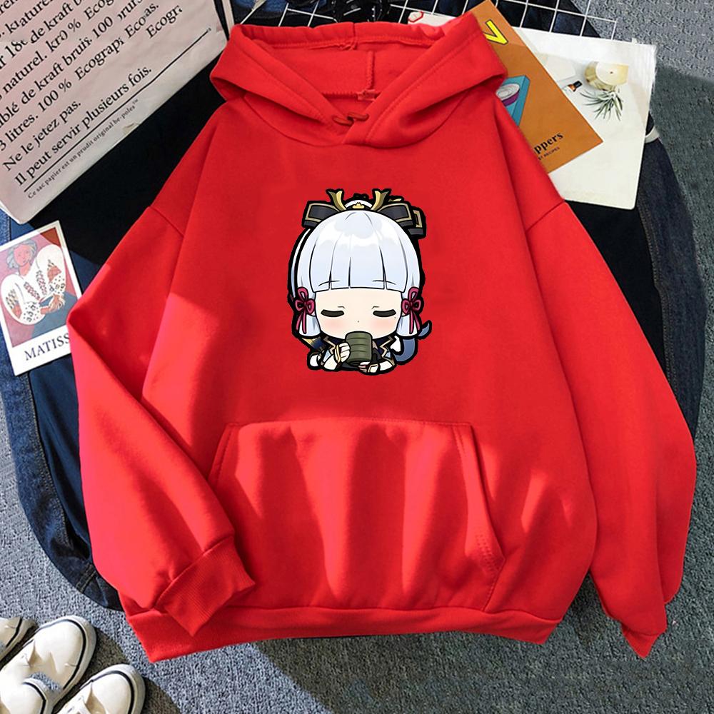 Kawaii Game Role Ayaka Print Hoodies Genshin Impact Sweatshirt Women Fashion Oversize Itself Long Sleeve Pullover Sudaderas Y2k Men Tops