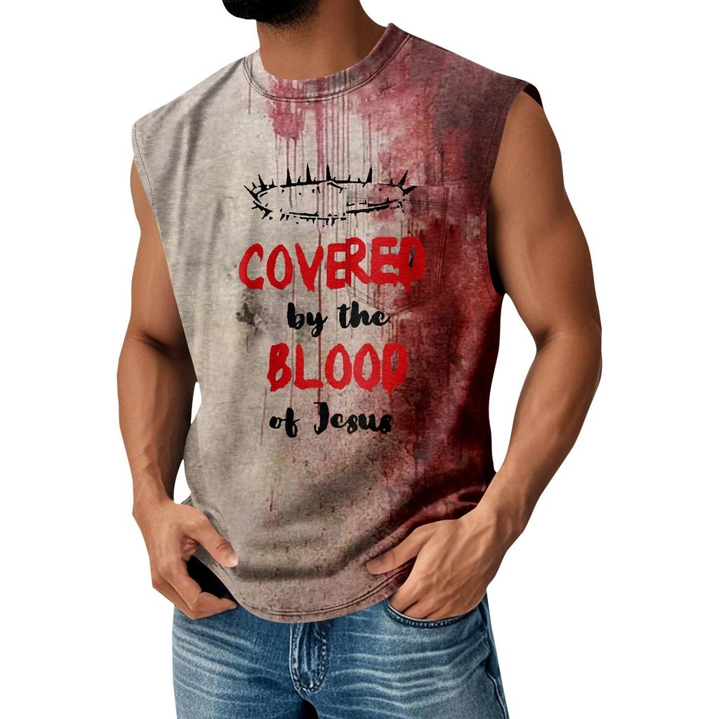 Men's Summer Solid Color Pocket Sports Vest Men's Sports Casual Vest