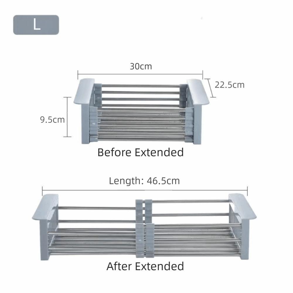 Retractable Sink Drain Rack Stainless Steel Dish Drying Dish Drain Basket Washing Dishes Sink Organizer Foldable Storage Rack