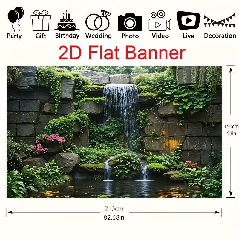 2D Tropical Stone Waterfall Backdrop for Zen Party Studio Shoots 47.2x31.5inch/120*80cm