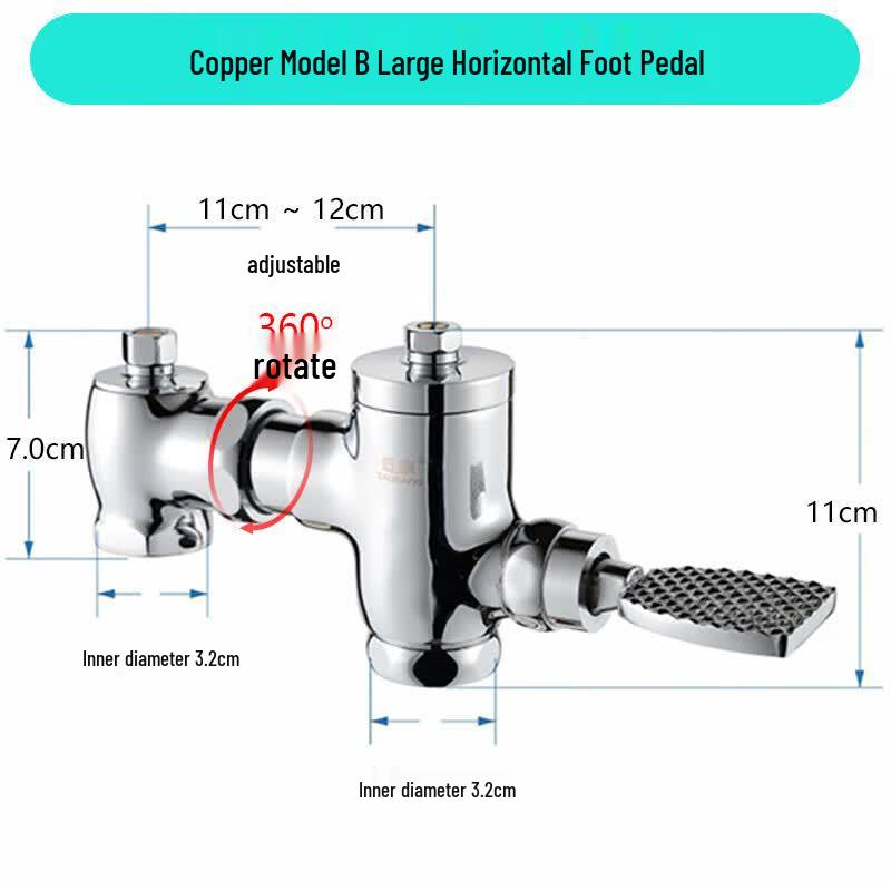 Copper Foot Pedal Flush Valve for Squat Toilets
