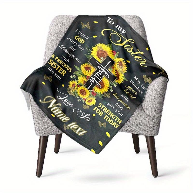 To My Sister Customized Your Name Blanket Warm Comfortable Soft Blanket For Chair Office Sofa Bed Sofa Office Camping Suitable For Gifting Relatives