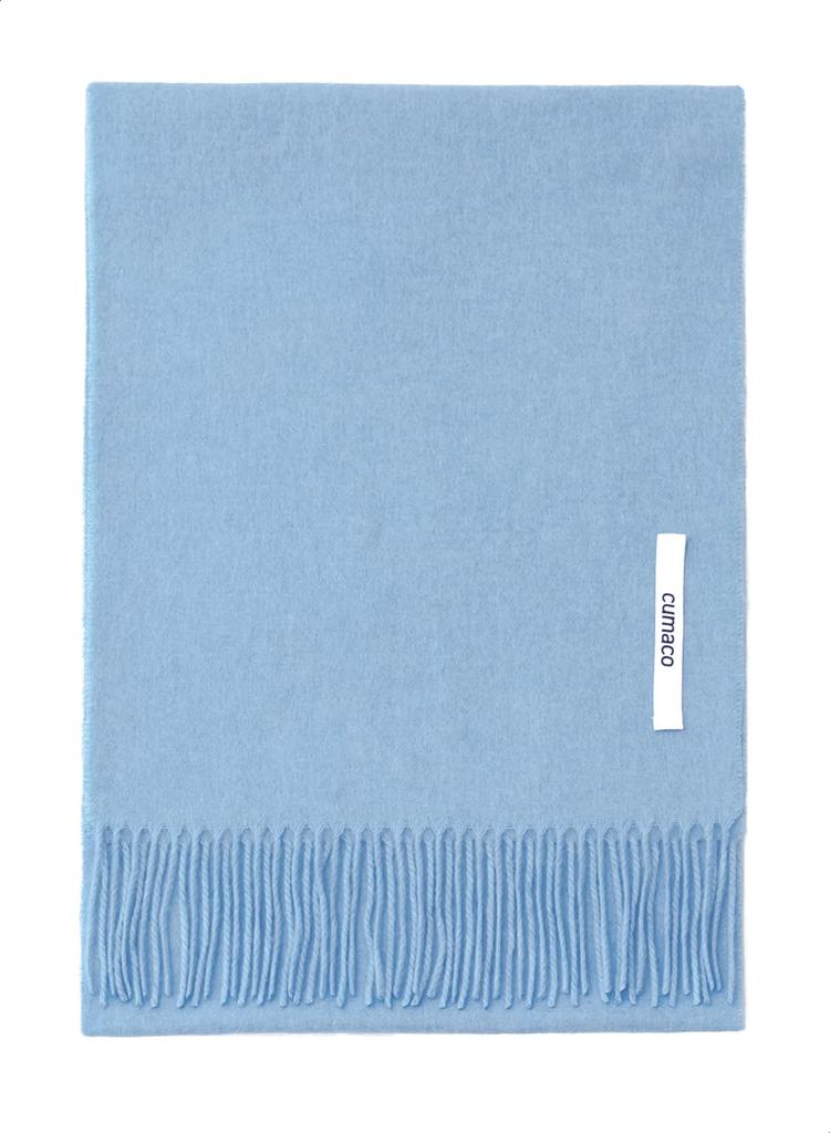 Light Blue Cashmere Solid Thick Brand Light [cumaco] 11. 100% Scarf, Color, Unisex, Large, Stole, Name, Gift, Blue, C-A0011B-0502