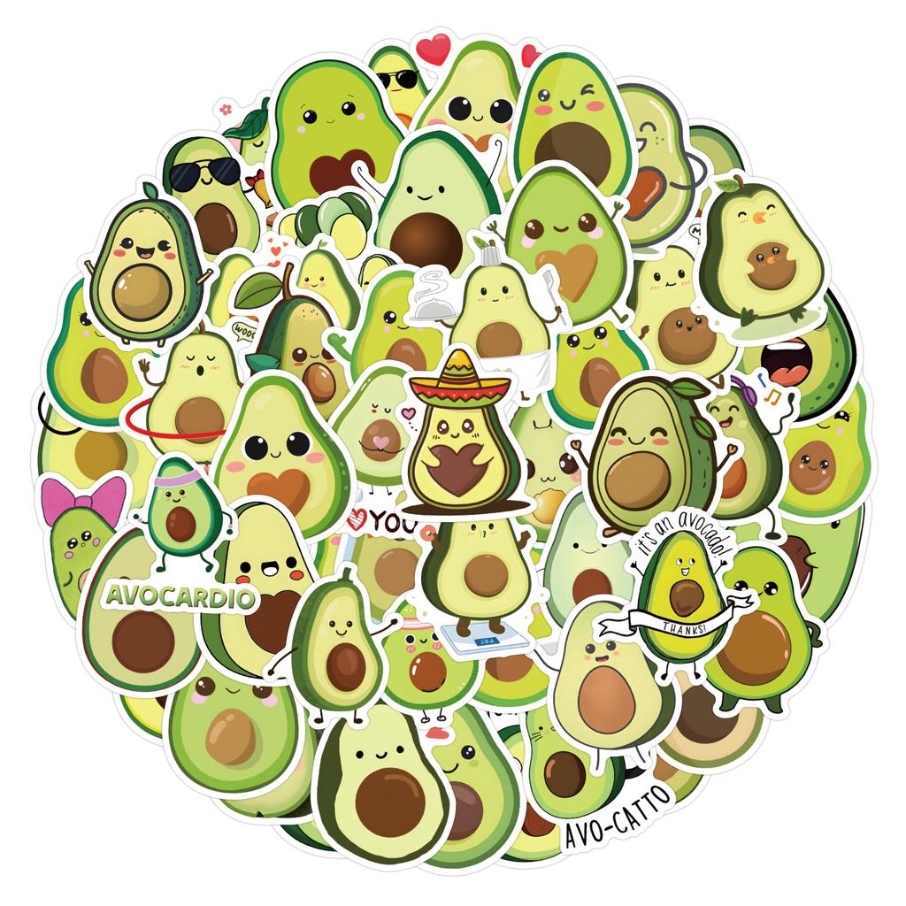 110 Internet Celebrity Cartoon Avocado Stickers Cute Fruit Avocado Avocado Suitcase Skateboard Personality Stickers