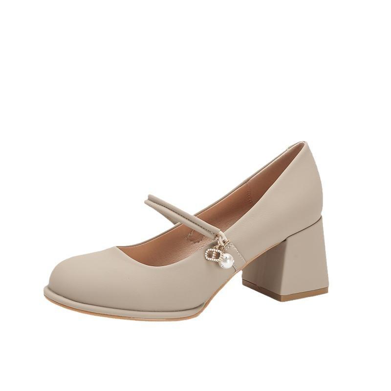 French Mary Jane high heels women's 2025 new spring and autumn thick heel with skirt cheongsam shoes bridesmaid single shoes