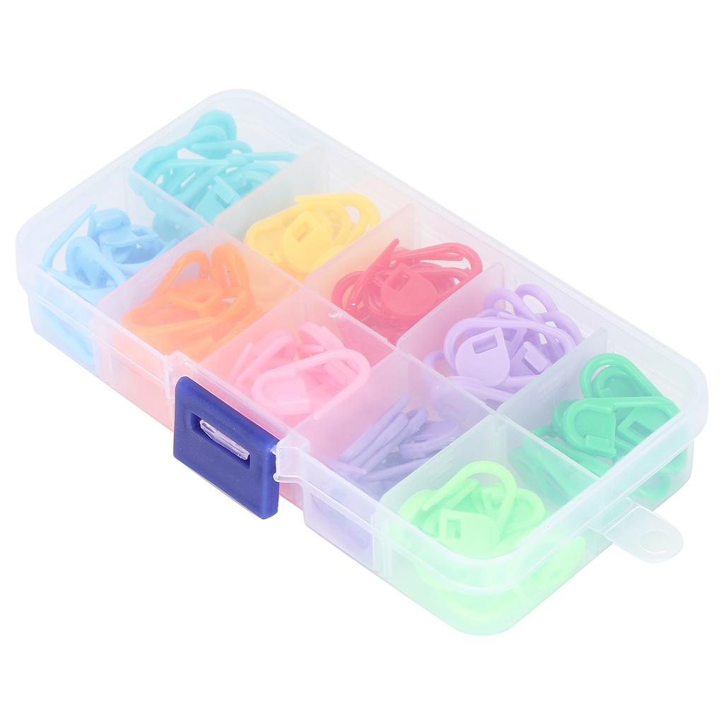 100Pcs Knitting Stitch Marker Counter Crochet Locking Needle Clip with Storage Case 10 Colors