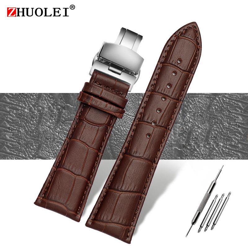 Correa de reloj 23 mm 24 mm 26 mm 28 mm de ancho grande Negro marrón Para hombre Cocodrilo Piel Genuina Correa de reloj Banda pulseras envío gratis