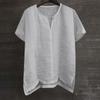 Plus Size Women's Cotton Linen Shirts Long Sleeve Loose Blouses V-Neck White T-shirts Casual Oversized Tops