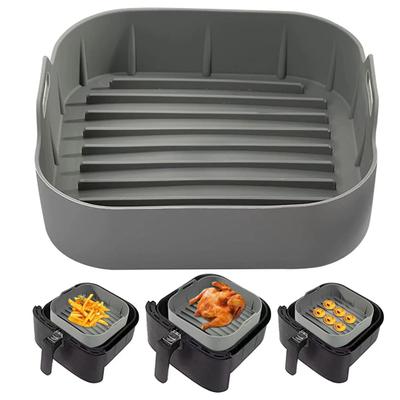 Silikoninės oro gruzdintuvės kepimo skarda su rankenomis Nelipnūs daugkartiniai kvadratiniai „Airfryer“ įdėklai