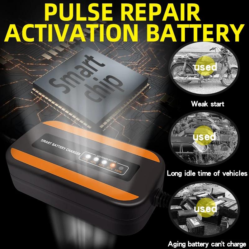 Car Battery Charger 12V 3A Automatic Smart Charger Battery Maintainer Wet Dry Lead Acid Motorcycle Charger LCD Display