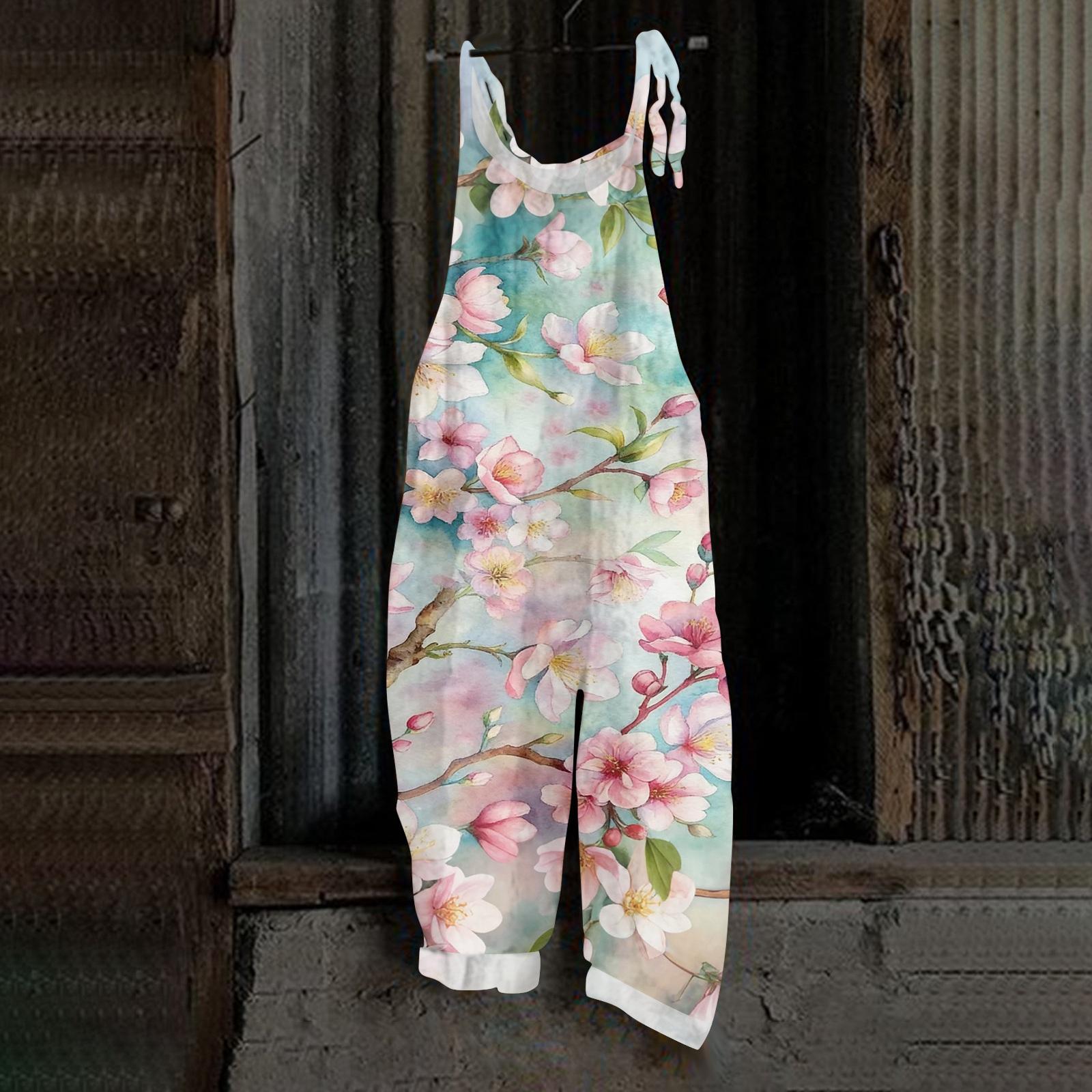 Женский ретро принт, повседневный свободный, ретро комбинезон, хлопок и лен, цельные брюки XXXXXL