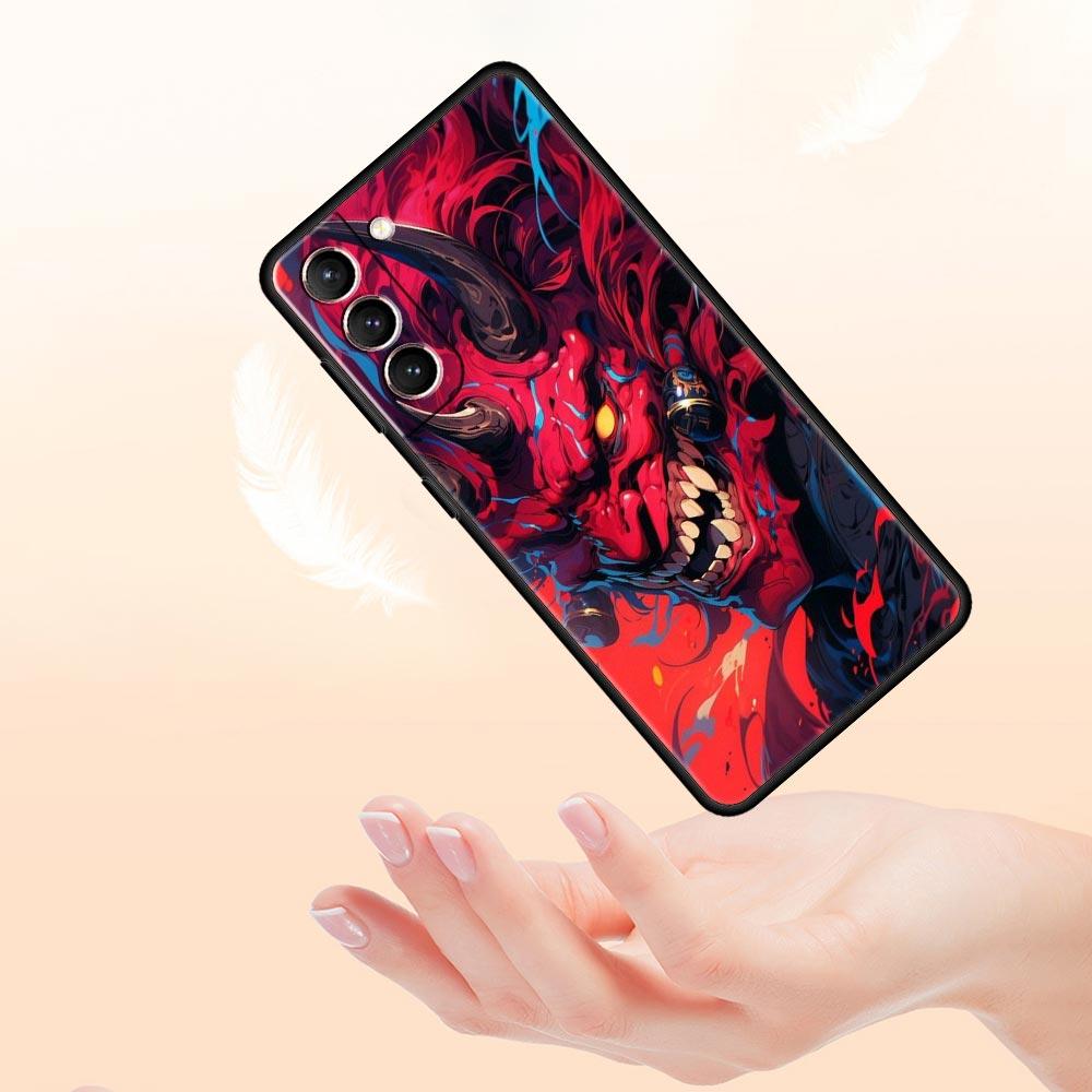 Japan Samurai Oni Mask Phone Case For Samsung Galaxy S26 Ultra S25 Plus S24 FE S23 S22 5G S21 S20 Cover Black Soft