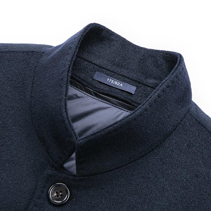 FAPAI Men's Business Stand Collar Wool Blend Overcoat