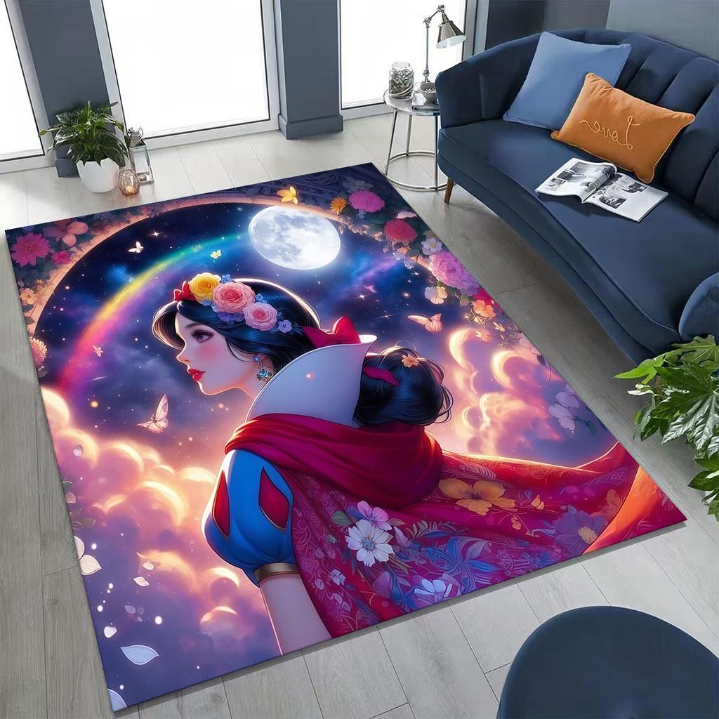 Snow White Princess Cartoon Fairy Tales Rug for Bedroom Living Room Sofa Home Doormat Decor, Large Kids Play Non-slip Floor Mat