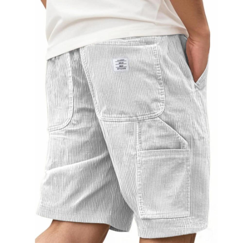 Herren Vintage Cord Cargoshorts, Modische Mehrzwecktaschen Gesticktes Etikett Lässige Kurzhosen
