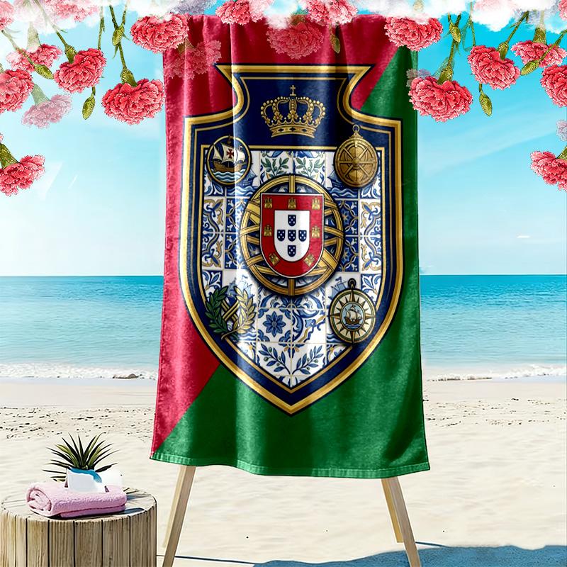 Portuguese Heritage Emblem Beach Towel Soft Beach Outdoor Pool Towel Quick-drying Swim Towel Swim Beach Travel and Vacation Towels Comfort