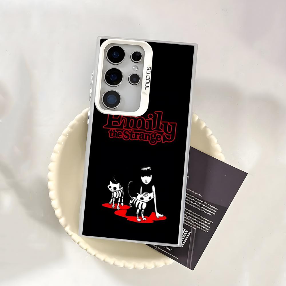 Comic Book E-Emily The S-Strange Phone Case For Samsung S25 S24 S23 FE S22 S21 S20 Plus Note20 Ultra Silver White Bumper Case