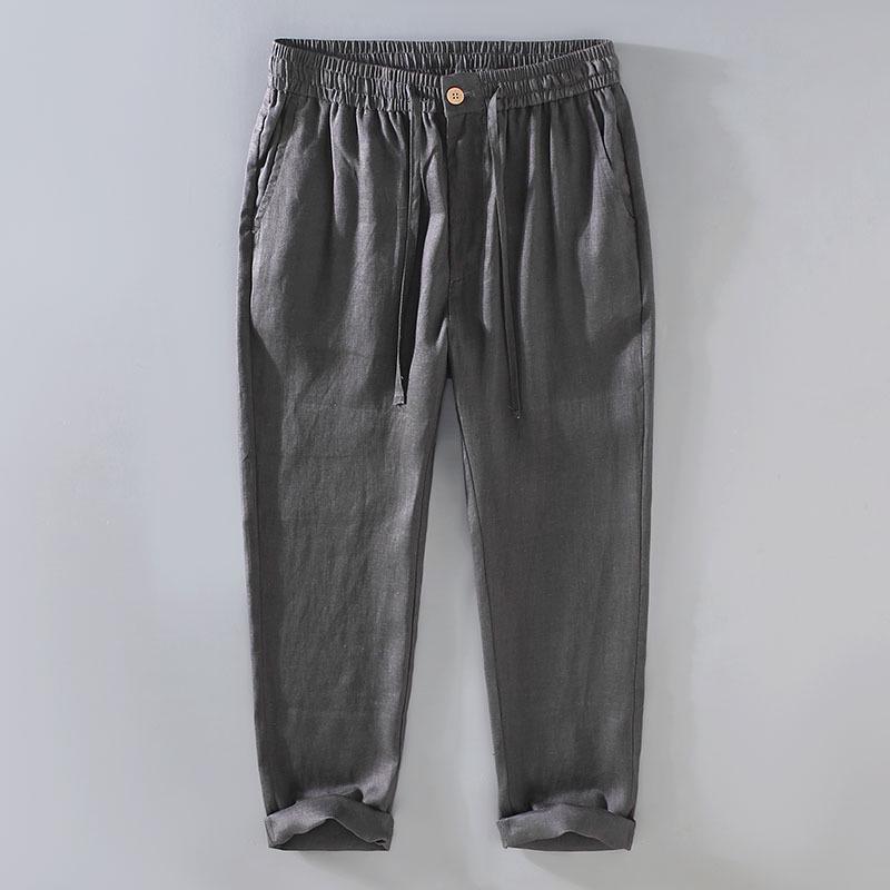 

Pure Linen Men s Stand Collar Long Sleeve Shirt - National Style, Versatile, Trendy, Loose Fit