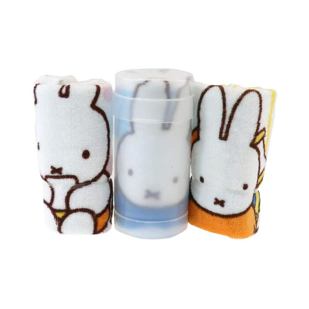 Marushin Oshibori Set with Miffy Fun Fun Perfect for and Elementary Suitable for Boys and Product 5825002000 Towels, 3-Piece Case, Miffy, 30x30cm,