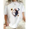 Oversized T Shirt Dress Black Sun And Moon Face Print For Casual Wear