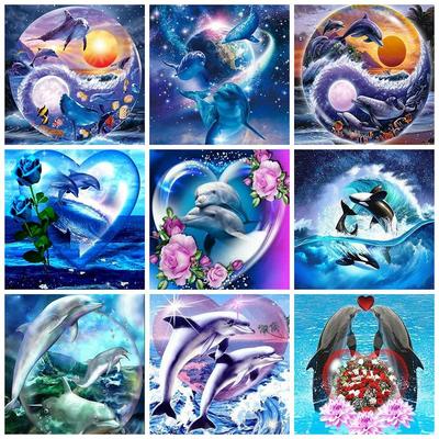 Diamant-Malerei, komplett, rund, quadratisch, Tier, 5D-Diamant-Stickerei, Delphin, Strasssteine, Mosaik, Verkauf, Bastelset